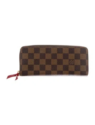 Pre-owned Louis Vuitton 2017 Damier Ebene Pattern Clemence Wallet In Brown