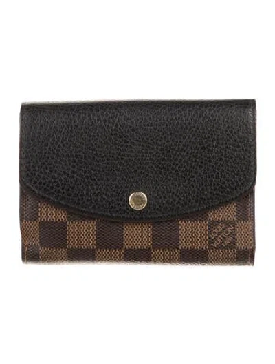 Pre-owned Louis Vuitton 2017 Damier Ebene Pattern Normandy Wallet In Brown