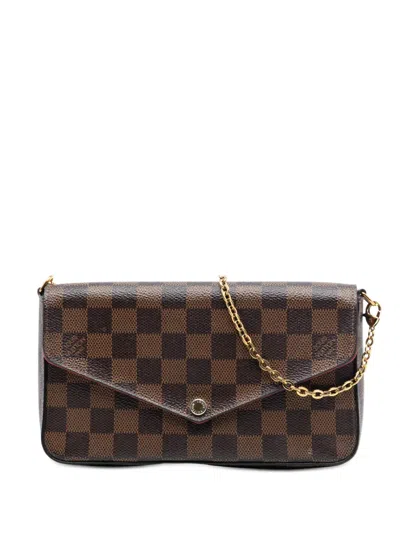Pre-owned Louis Vuitton 2017 Damier Ebene Pochette Felicie Crossbody Bag In Brown
