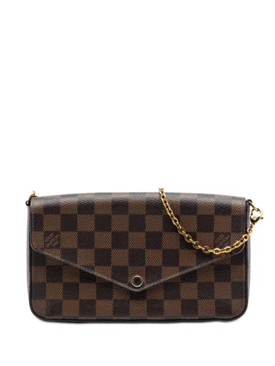 Pre-owned Louis Vuitton 2017 Damier Ebene Pochette Felicie Crossbody Bag In Brown