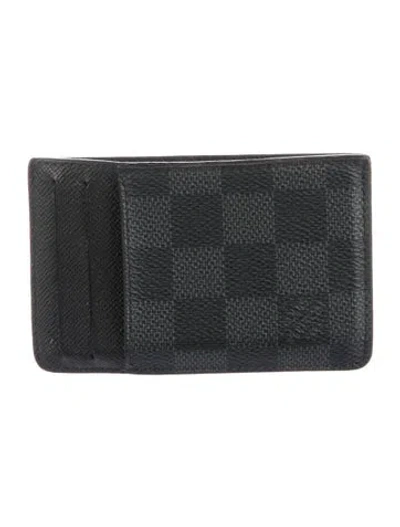 Pre-owned Louis Vuitton 2017 Damier Graphite Pattern Card Case In Black