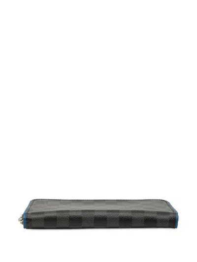 Pre-owned Louis Vuitton 2017 Damier Graphite Vertical Zippy Wallet Long Wallets In Black
