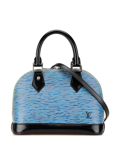 Pre-owned Louis Vuitton 2017 Epi Denim Alma Bb Satchel In Blue