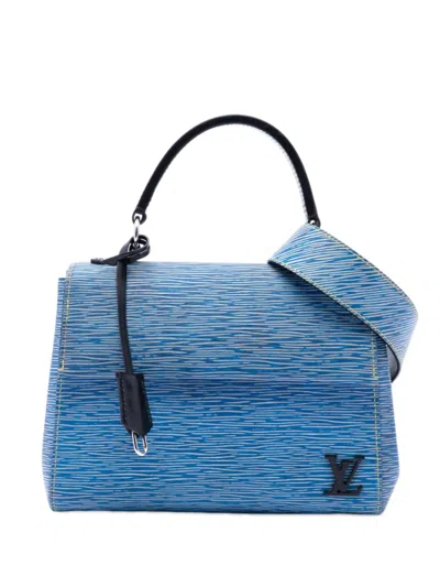 Pre-owned Louis Vuitton 2017 Epi Denim Cluny Bb Satchel In Blue