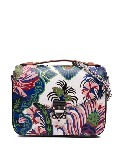 Pre-owned Louis Vuitton 2017 Epi Monogram Floral Mini Pochette Metis Satchel In White