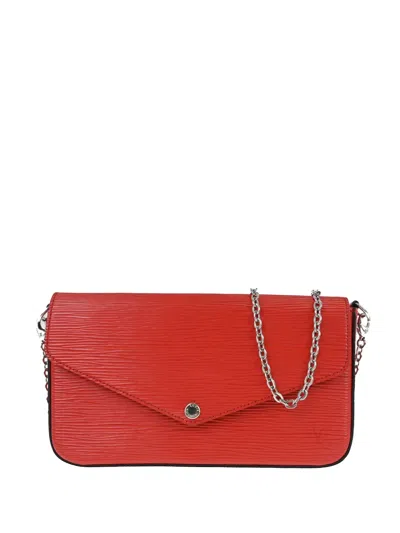 Pre-owned Louis Vuitton 2017 Epi Pochette Felicie Clutch Bag In Red