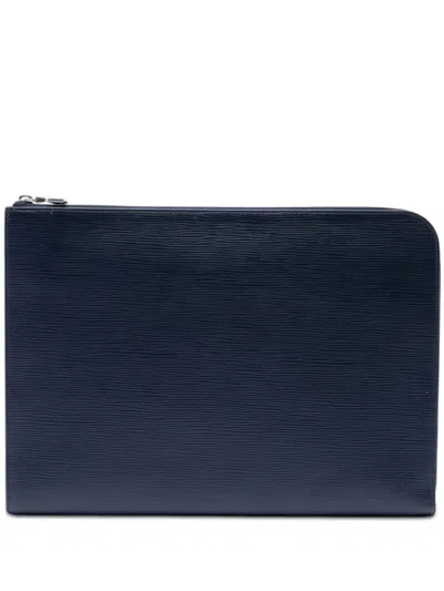 Pre-owned Louis Vuitton 2017 Epi Pochette Jour Gm Clutch Bag In Blue