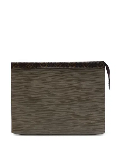Pre-owned Louis Vuitton 2017 Epi Pochette Voyage Mm Clutch Bag In Brown