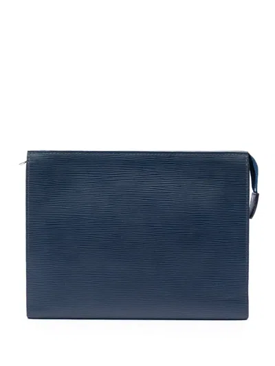 Pre-owned Louis Vuitton 2017 Epi Toiletry Pouch 26 Clutch Bag In Blue