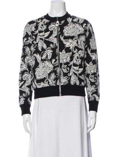 Pre-owned Louis Vuitton 2017 Floral Print Bomber Jacket In Black