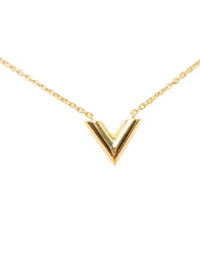 Pre-owned Louis Vuitton 2017 Gold Plated Essential V Necklace Costume Necklace