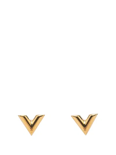 Pre-owned Louis Vuitton 2017 Gold Plated Essential V Stud Earrings Costume Earrings