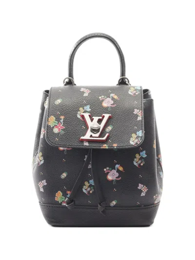 Pre-owned Louis Vuitton 2017 Lockme Floral Backpack In Black