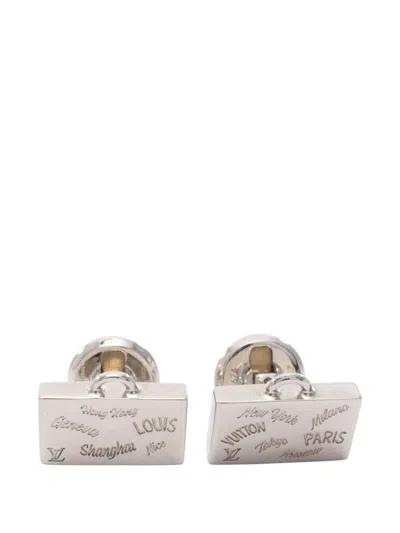Pre-owned Louis Vuitton 2017 Logo-motif Cufflinks In Silver