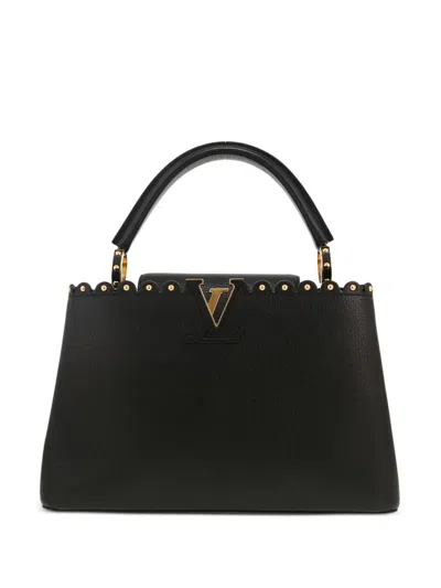Pre-owned Louis Vuitton 2017 Medium Capucines Handbag In Black