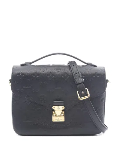 Pre-owned Louis Vuitton 2017 Metis Mm Monogram Embossed Tote Bag In Black
