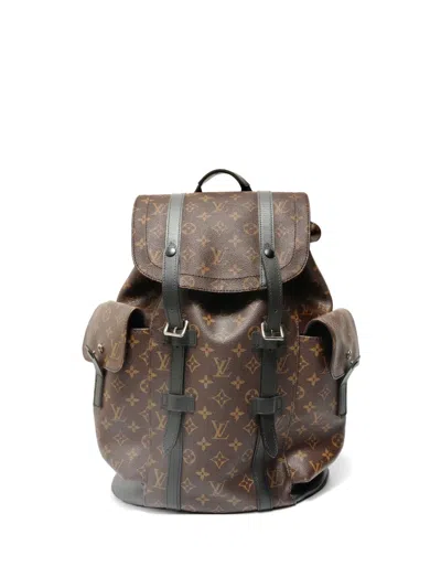 Pre-owned Louis Vuitton 2017 Mm Macassar Christopher Backpack In Brown
