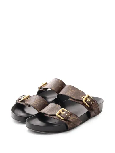 Pre-owned Louis Vuitton 2017 Monogram Bondia Flat Sandals In Brown