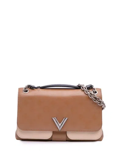 Pre-owned Louis Vuitton 2017 Monogram Cuir Plume Ecume Very Chain Satchel In Brown