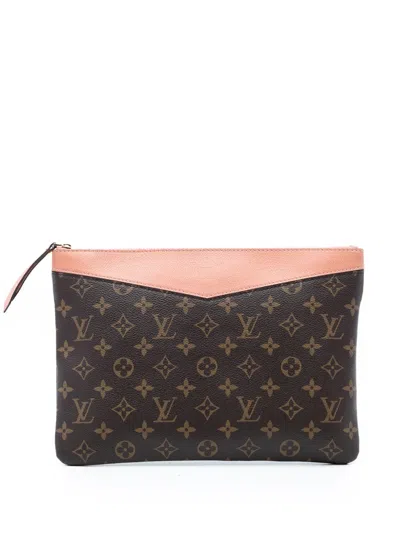 Pre-owned Louis Vuitton 2017 Monogram Daily Pouch Clutch Bag In Brown