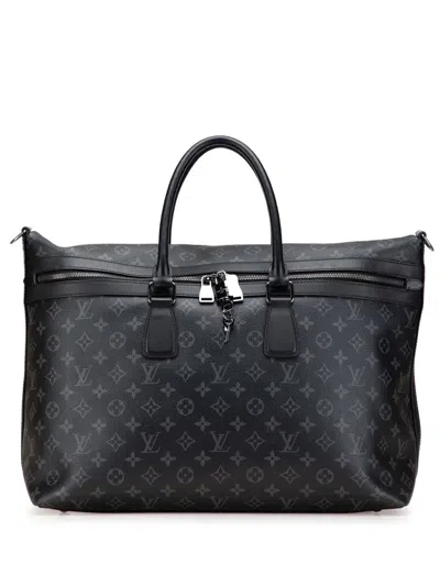 Pre-owned Louis Vuitton 2017 Monogram Eclipse Apollo All Day Satchel In Black