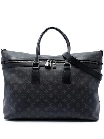 Pre-owned Louis Vuitton 2017 Monogram Eclipse Apollo All Day Satchel In Black