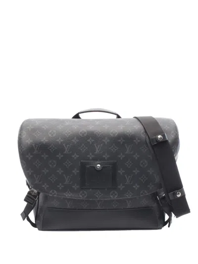 Pre-owned Louis Vuitton 2017 Monogram Eclipse Voyager Pm Crossbody Bag In Black