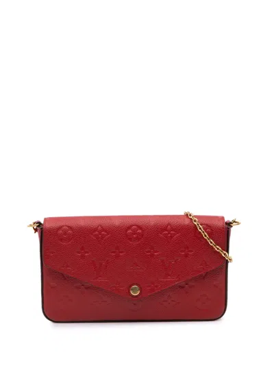 Pre-owned Louis Vuitton 2017 Monogram Empreinte Pochette Felicie Crossbody Bag In Red