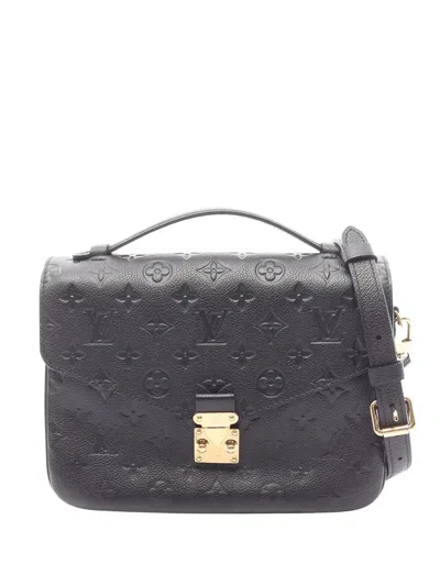 Pre-owned Louis Vuitton 2017 Monogram Empreinte Pochette Metis Satchel In Black