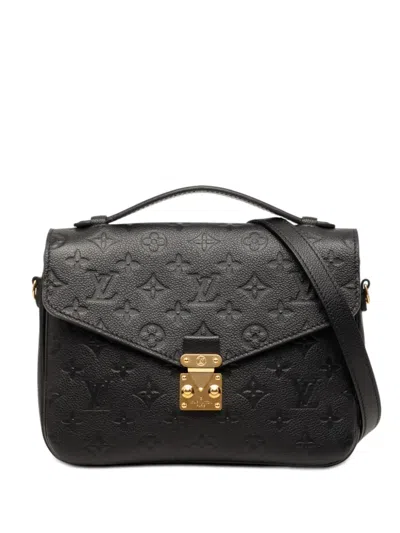 Pre-owned Louis Vuitton 2017 Monogram Empreinte Pochette Metis Satchel In Black