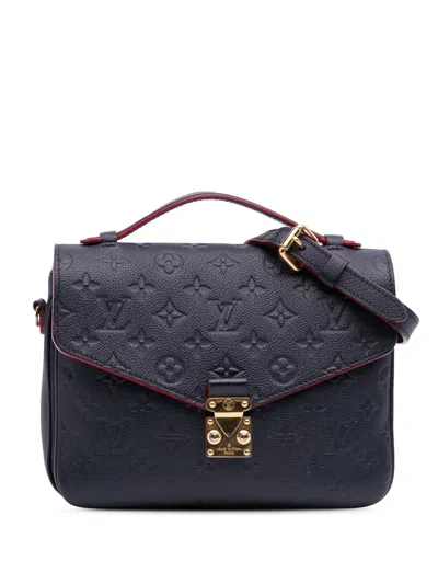Pre-owned Louis Vuitton 2017 Monogram Empreinte Pochette Metis Satchel In Blue
