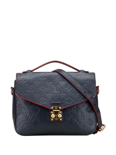 Pre-owned Louis Vuitton 2017 Monogram Empreinte Pochette Metis Satchel In Blue