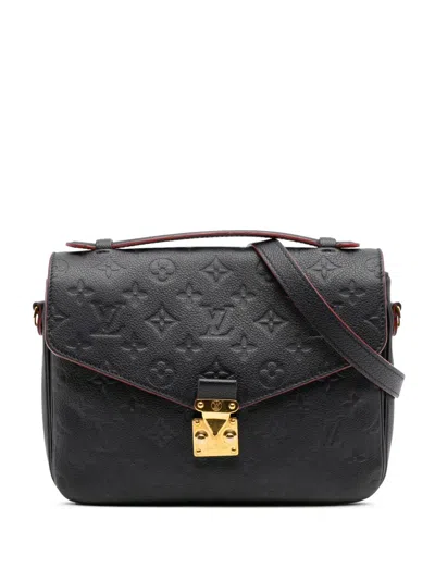 Pre-owned Louis Vuitton 2017 Monogram Empreinte Pochette Metis Satchel In Blue