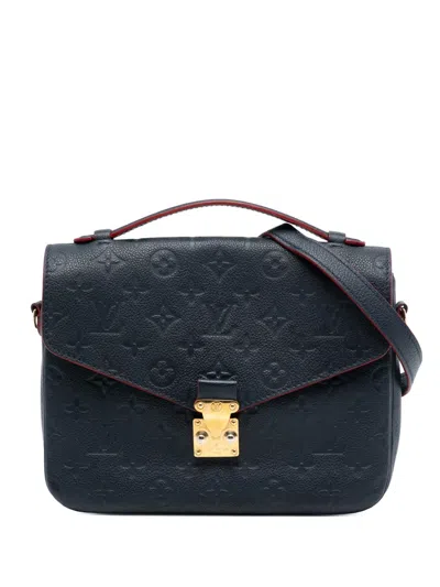 Pre-owned Louis Vuitton 2017 Monogram Empreinte Pochette Metis Satchel In Blue