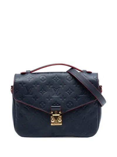 Pre-owned Louis Vuitton 2017 Monogram Empreinte Pochette Metis Satchel In Blue