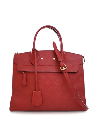 Pre-owned Louis Vuitton 2017 Monogram Empreinte Pont Neuf Mm Satchel In Red