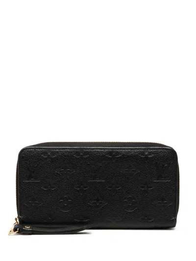 Pre-owned Louis Vuitton 2017 Monogram Empreinte Zippy Wallet Long Wallets In Black
