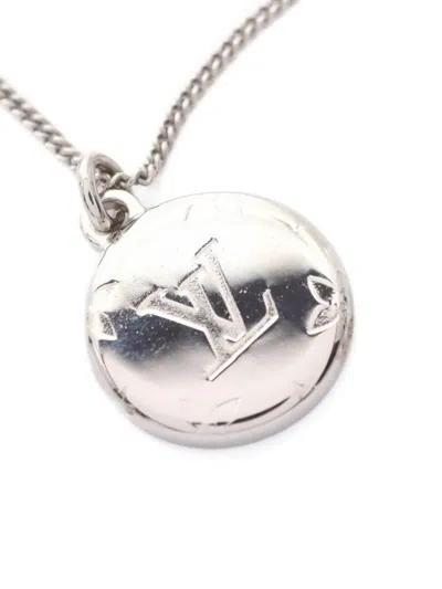 Pre-owned Louis Vuitton 2017 Monogram-engraved Ring Necklace In Silver