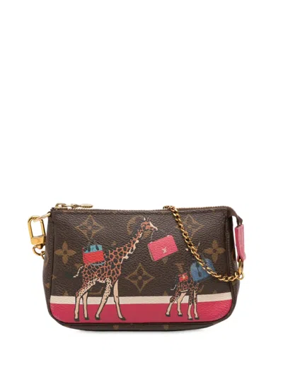 Pre-owned Louis Vuitton 2017 Monogram Giraffe Christmas Mini Pochette Accessoires Handbag In Brown