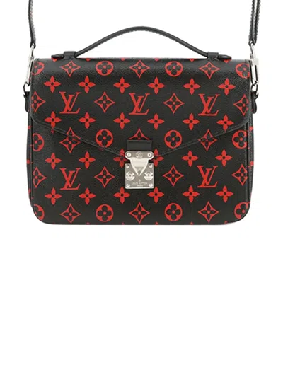 Pre-owned Louis Vuitton 2017 Monogram Infrarouge Pochette Metis Satchel In Black