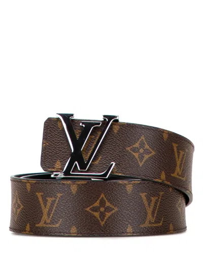 Pre-owned Louis Vuitton 2017 Monogram Initiales Reversible Belt In Brown