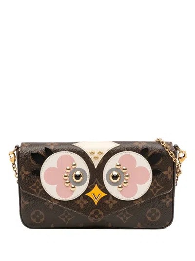 Pre-owned Louis Vuitton 2017 Monogram Lovely Birds Pochette Felicie Crossbody Bag In Brown