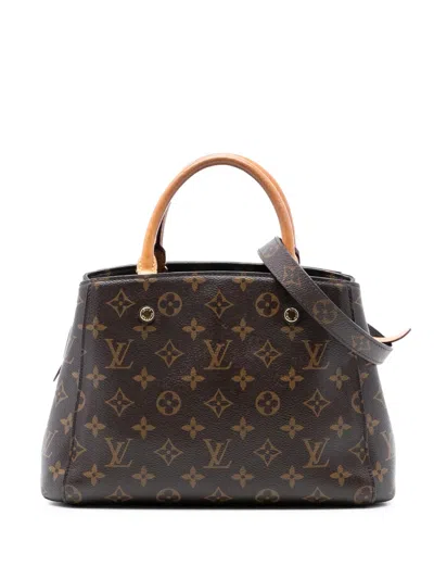Pre-owned Louis Vuitton 2017 Monogram Montaigne Bb Satchel In Brown