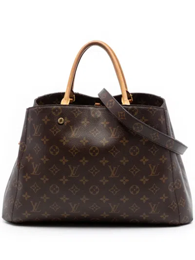 Pre-owned Louis Vuitton 2017 Monogram Montaigne Gm Satchel In Brown