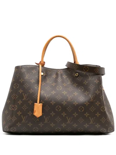 Pre-owned Louis Vuitton 2017 Monogram Montaigne Mm Satchel In Brown