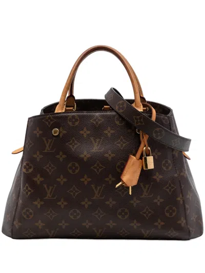 Pre-owned Louis Vuitton 2017 Monogram Montaigne Mm Satchel In Brown