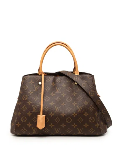 Pre-owned Louis Vuitton 2017 Monogram Montaigne Mm Satchel In Brown