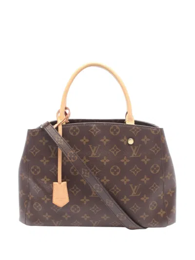 Pre-owned Louis Vuitton 2017 Monogram Montaigne Mm Satchel In Brown