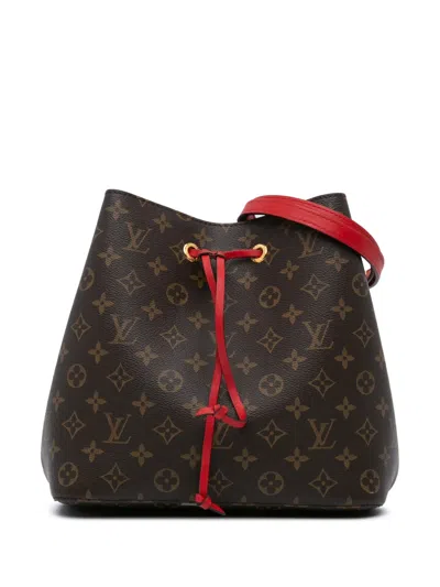 Pre-owned Louis Vuitton 2017 Monogram Neonoe Mm Bucket Bag In Brown