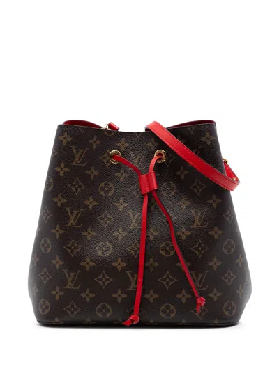 Pre-owned Louis Vuitton 2017 Monogram Neonoe Mm Bucket Bag In Brown